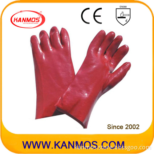 Anti-Oil Red Color PVC Coated Industrial Safety Work Gloves (51206)